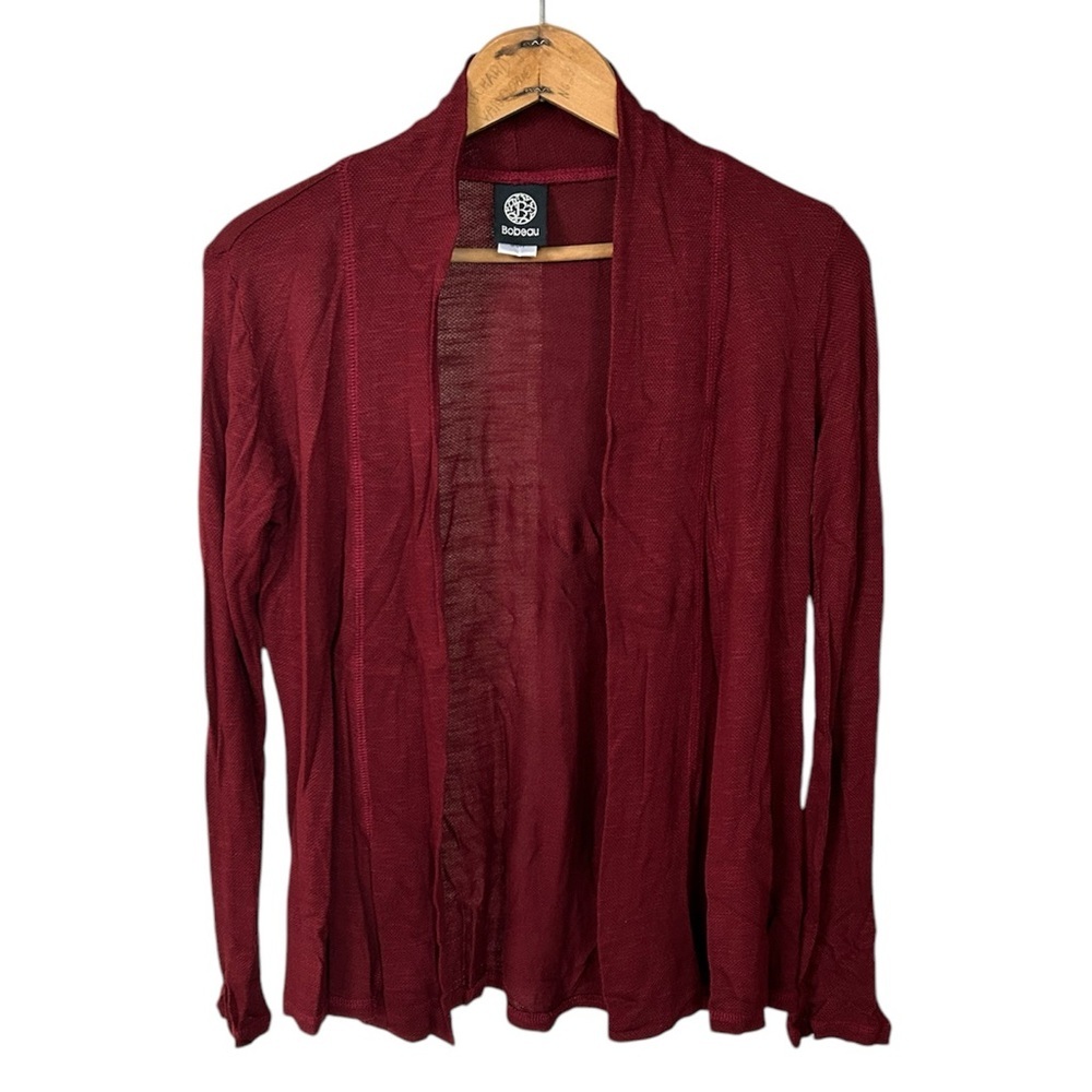 Bobeau | Women’s maroon open front thin cardigan sweater, size S
